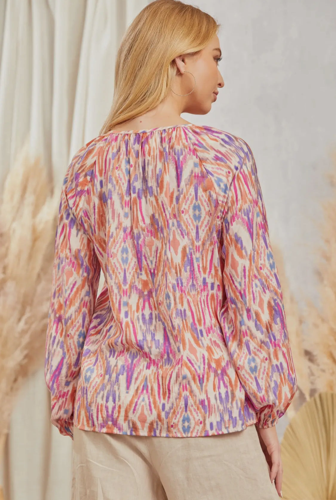 Savanna Jane Vibrant Long Sleeve Embroidered Blouse