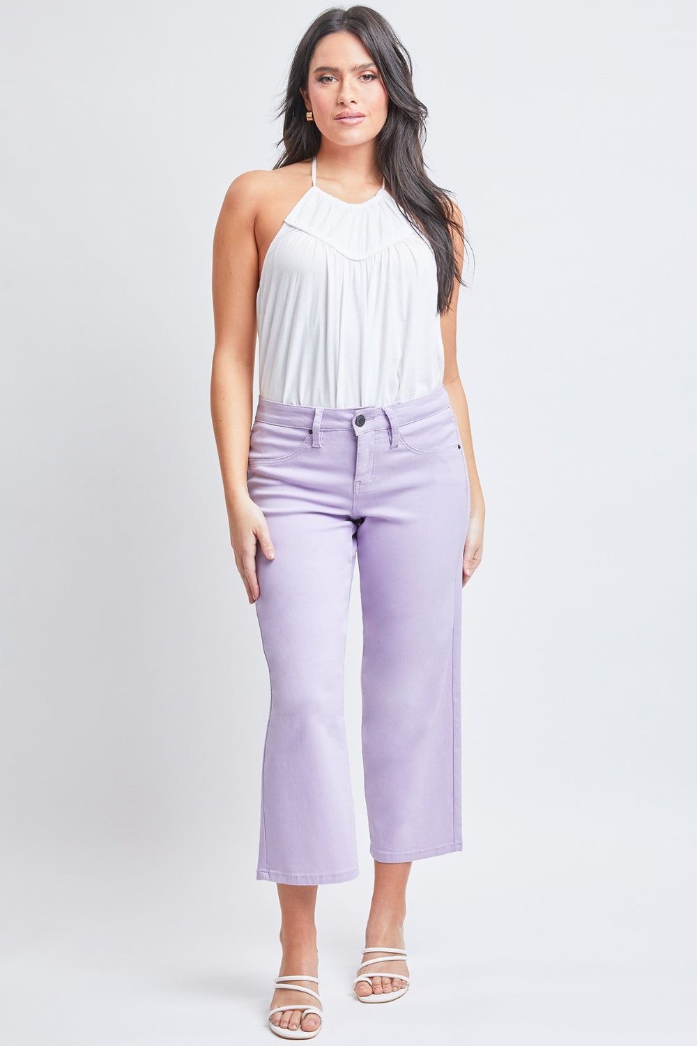 YMI Jeanswear Lavender Mid-Rise Cropped Straight Jeans