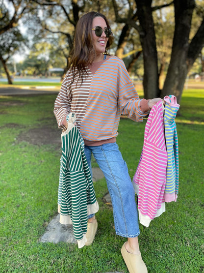 PREORDER: Step By Step Stripe Sweatshirt in Four Colors