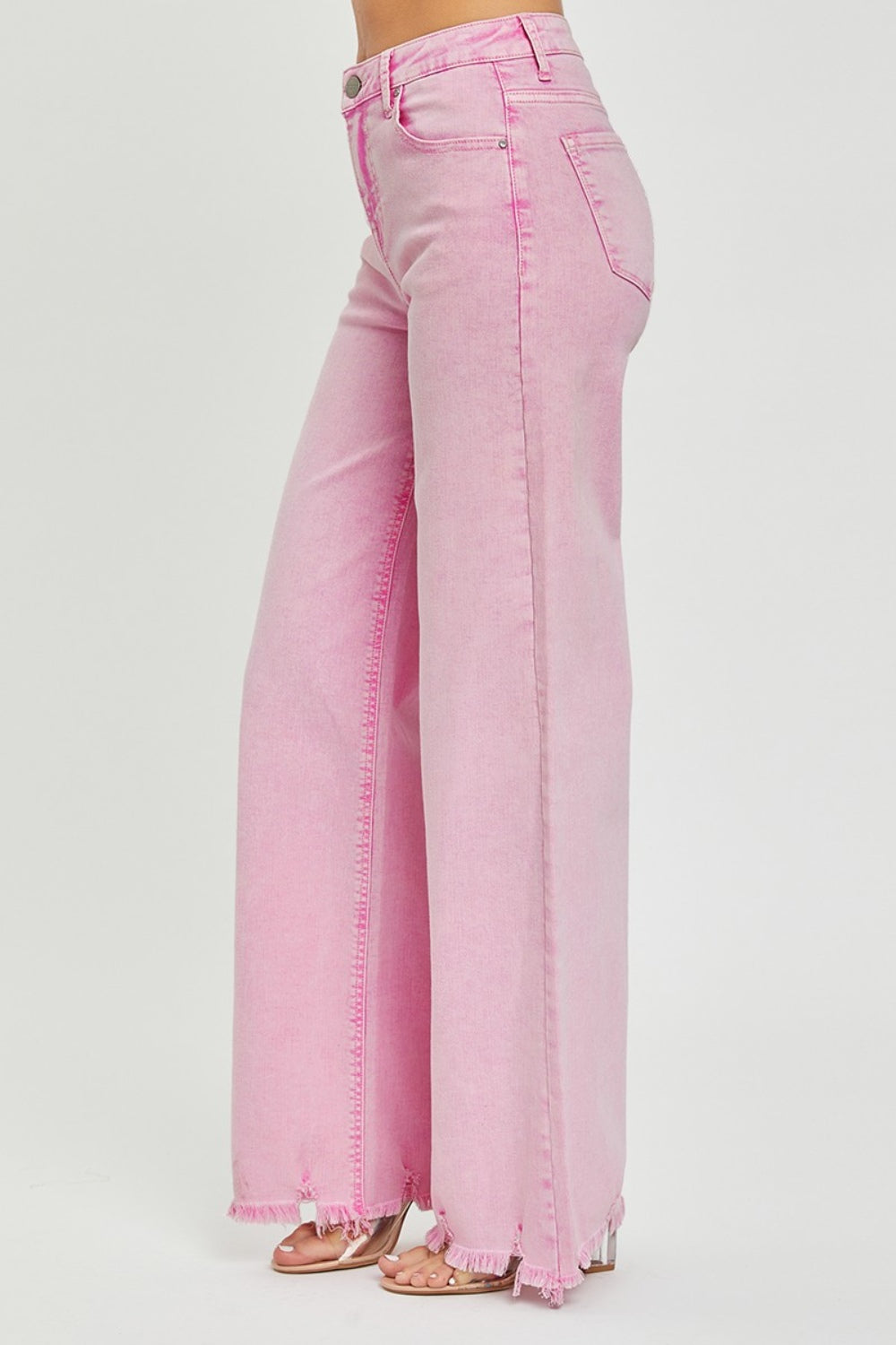 RISEN High Rise Wide Leg Jeans Acid Pink