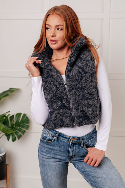 Just One More Layer Paisley Sherpa Print Vest