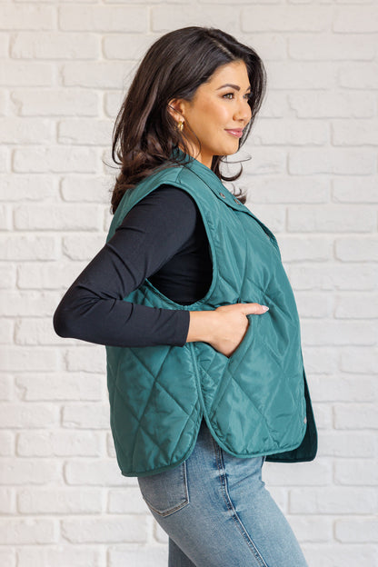 Layering Queen Quilted Puffer Vest in Hunter Green