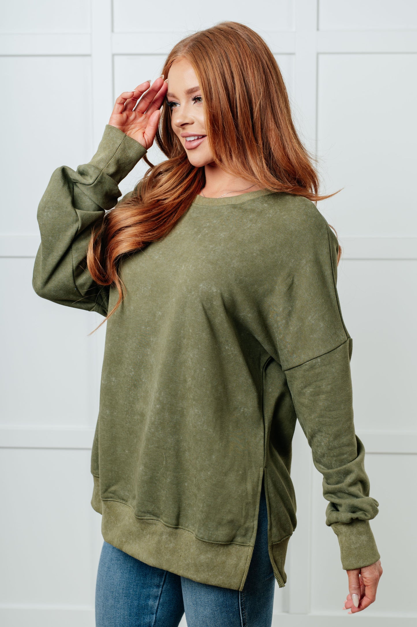 No Plain Jane Oversized Sweatshirt in Green