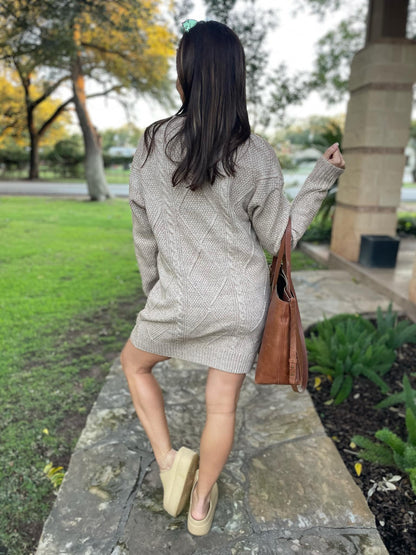 PREORDER: So Delightful Cable Knit Sweater Dress in Four Colors