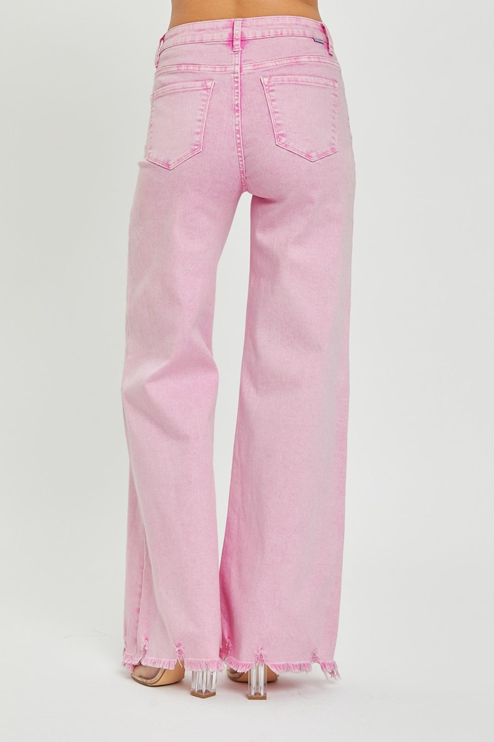 RISEN High Rise Wide Leg Jeans Acid Pink