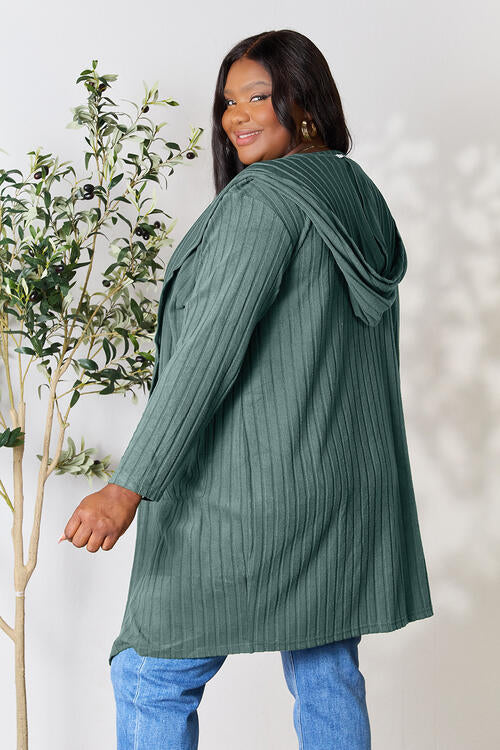 Ribbed Long Sleeve Cardigan Multiple Colors