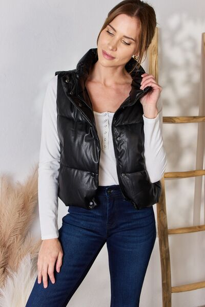 Black Faux Leather Vest