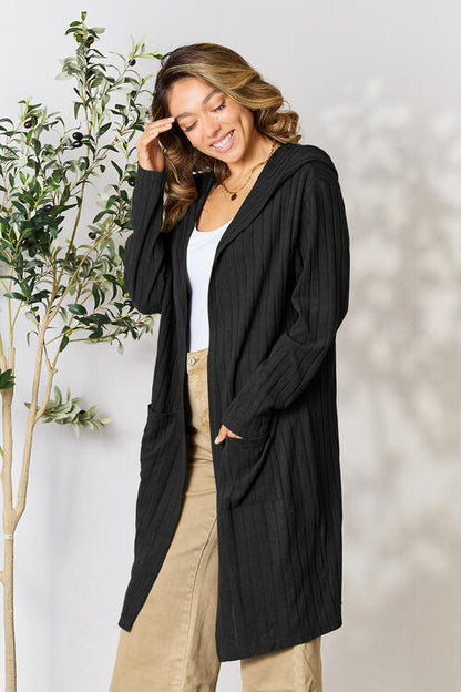 Ribbed Long Sleeve Cardigan Multiple Colors