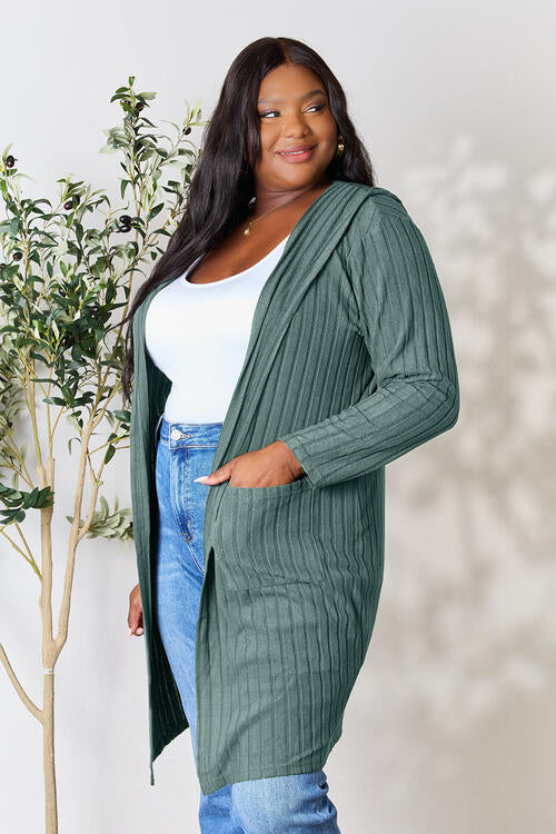 Ribbed Long Sleeve Cardigan Multiple Colors