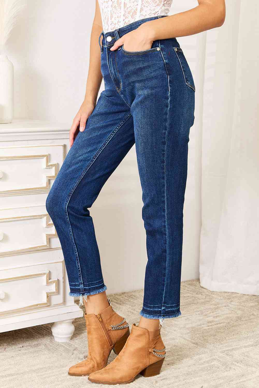 Judy Blue High Waist Released Hem Slit Jeans