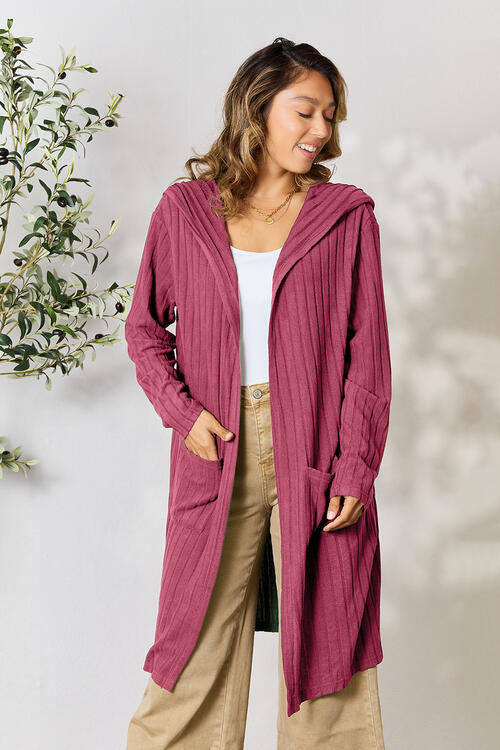 Ribbed Long Sleeve Cardigan Multiple Colors