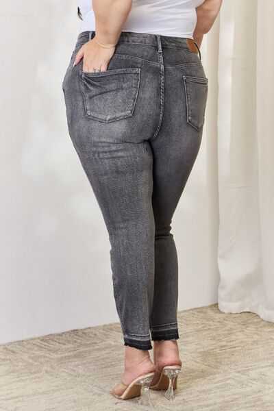 Judy Blue High Waist Tummy Control Release Hem Skinny Jeans Grey