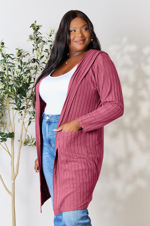 Ribbed Long Sleeve Cardigan Multiple Colors