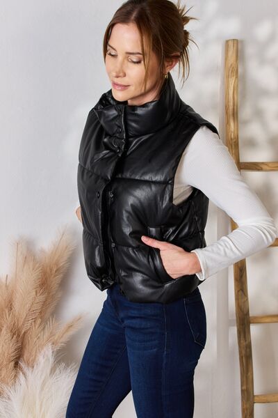 Black Faux Leather Vest