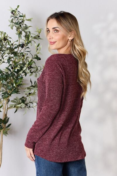 Heimish Notched Long Sleeve Top