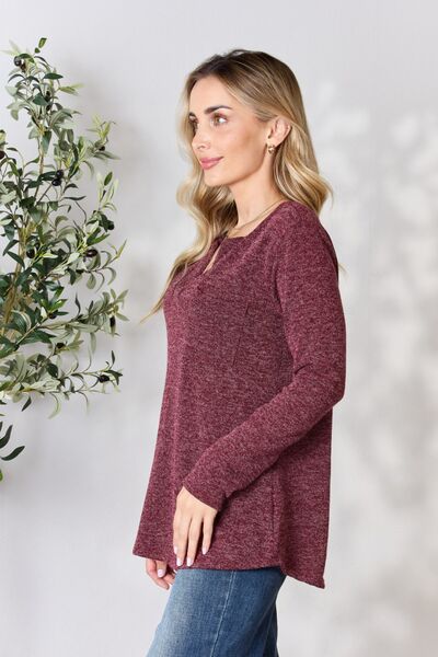 Heimish Notched Long Sleeve Top