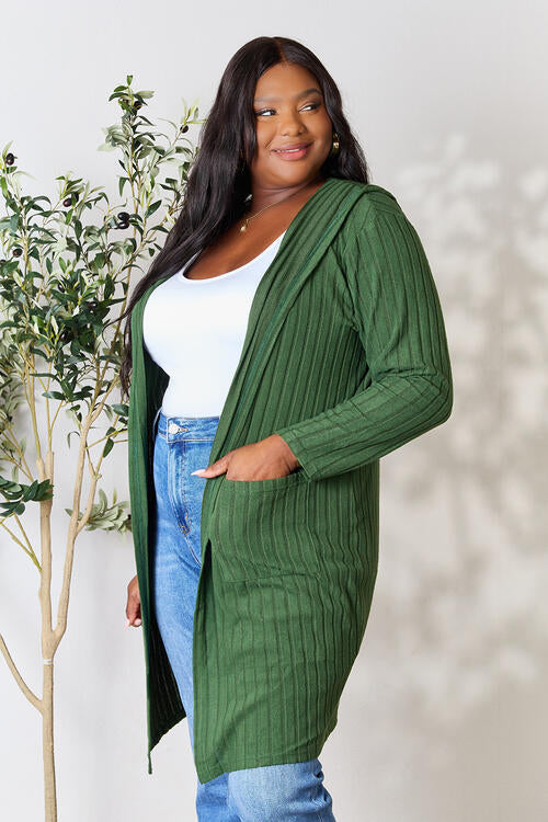 Ribbed Long Sleeve Cardigan Multiple Colors