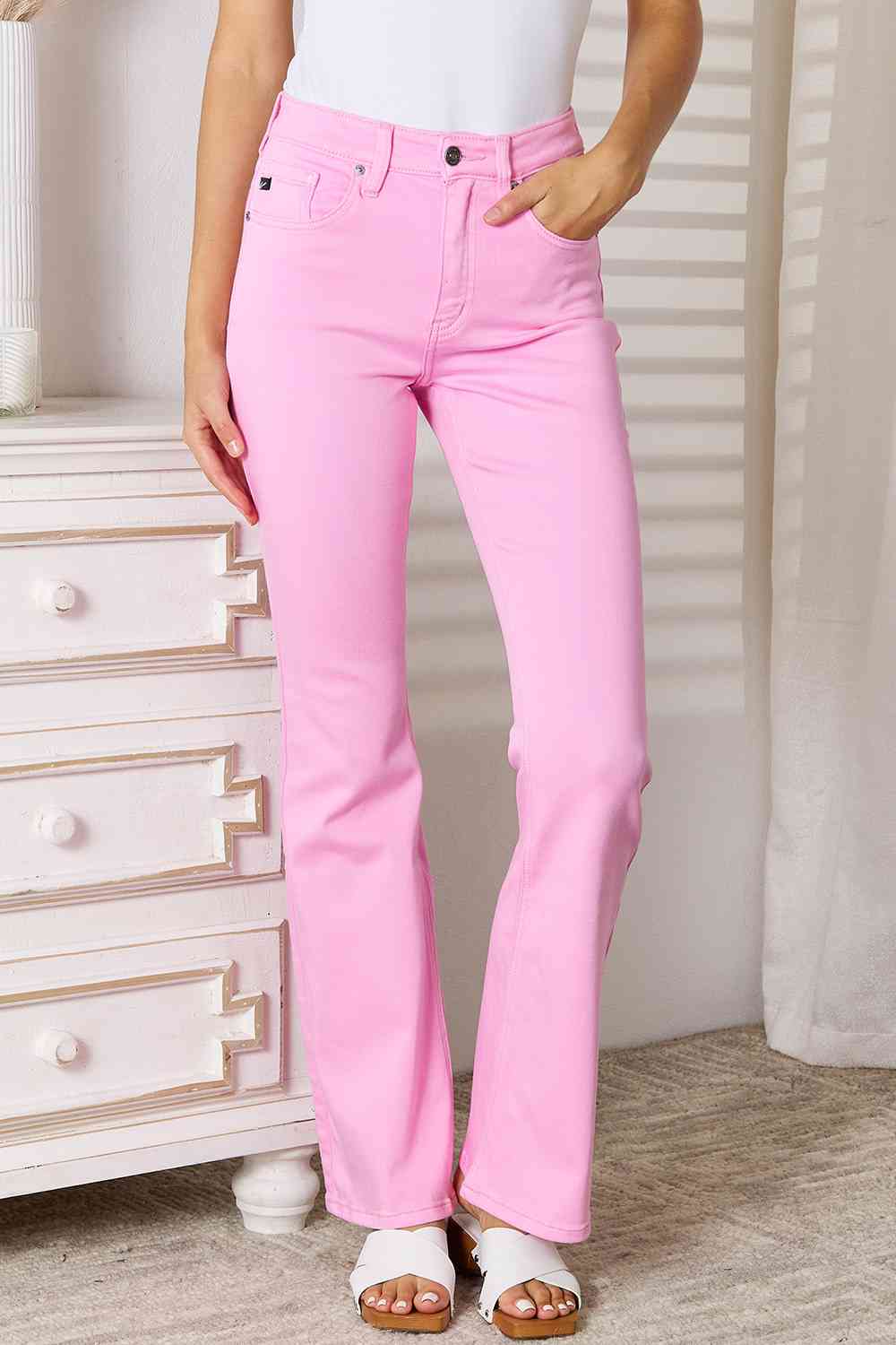 Kancan Pink High Rise Bootcut Jeans