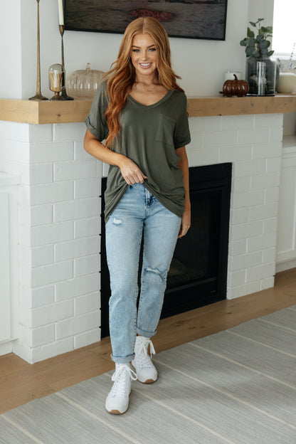 Absolute Favorite V-Neck Top in Olive