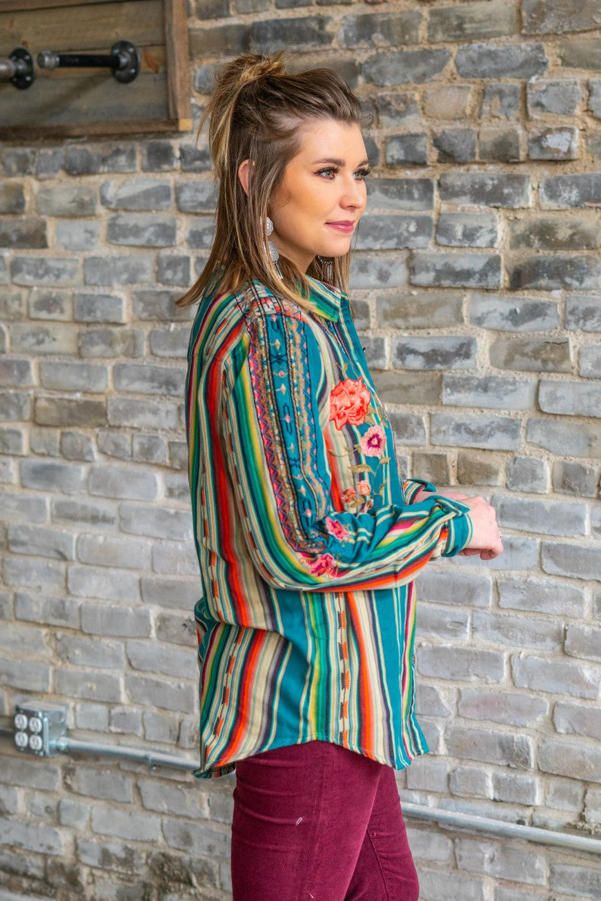 Embroidered Serape Button Down