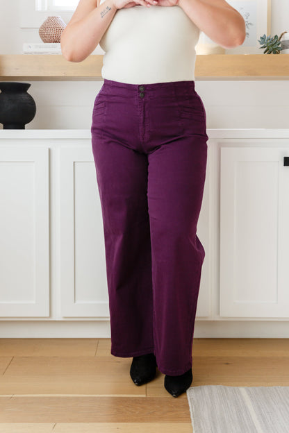 Petunia High Rise Wide Leg Jeans in Plum