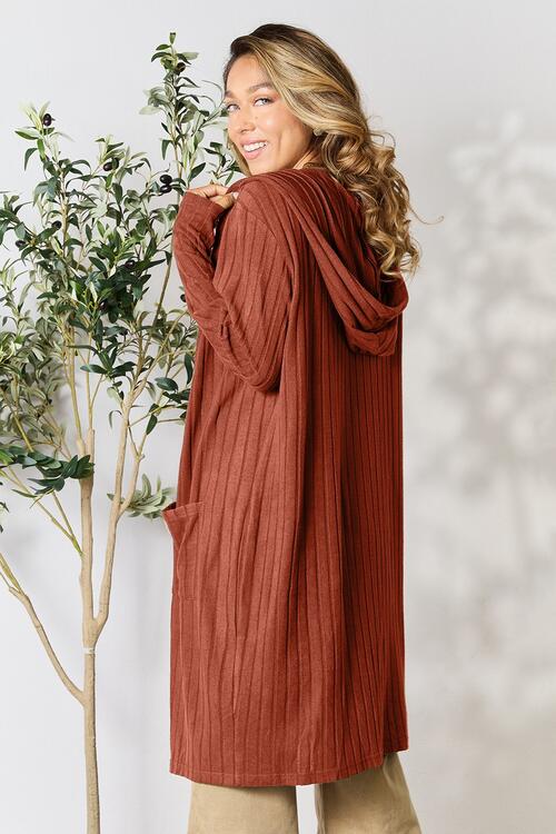 Ribbed Long Sleeve Cardigan Multiple Colors