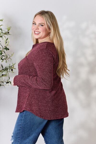 Heimish Notched Long Sleeve Top