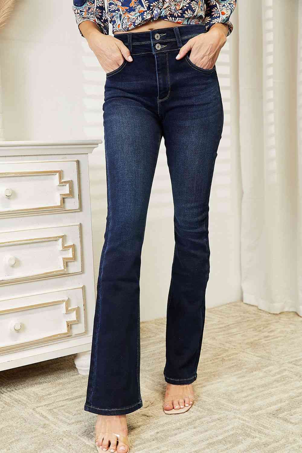 Kancan High Rise Wide Waistband Bootcut Jeans