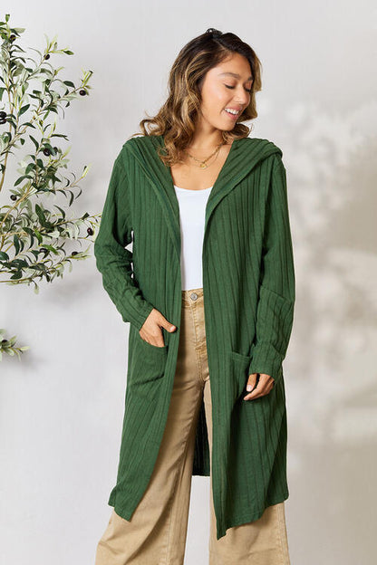 Ribbed Long Sleeve Cardigan Multiple Colors