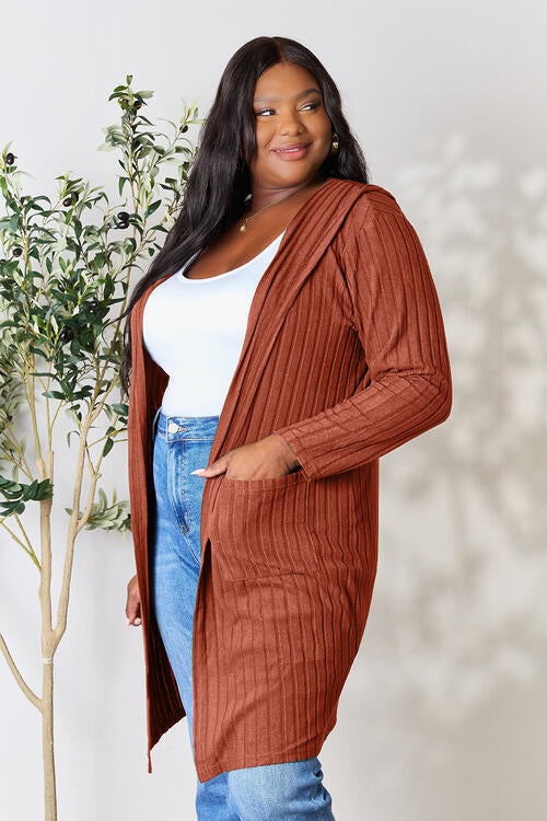 Ribbed Long Sleeve Cardigan Multiple Colors