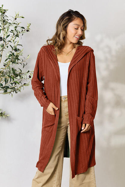 Ribbed Long Sleeve Cardigan Multiple Colors