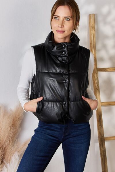 Black Faux Leather Vest