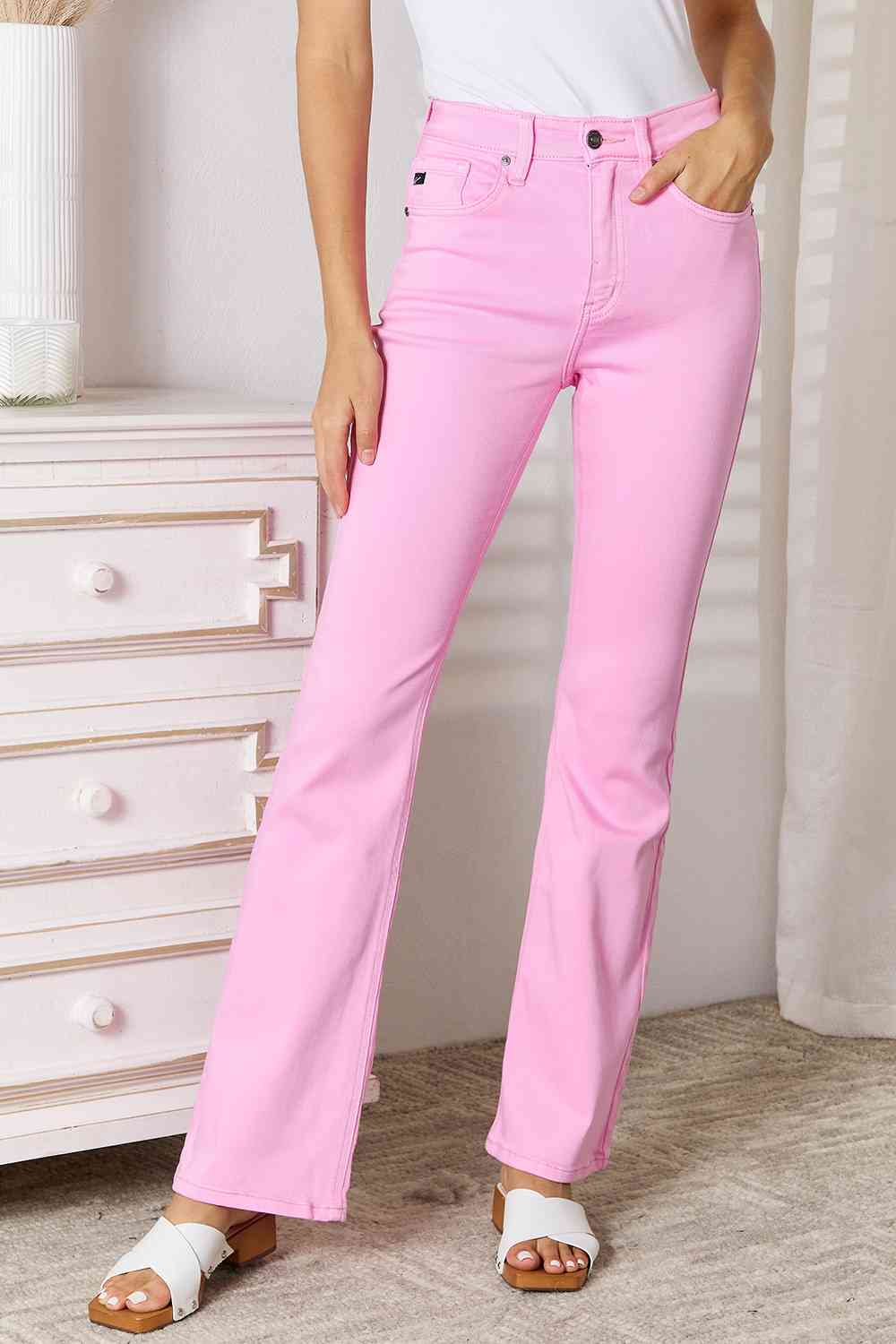 Kancan Pink High Rise Bootcut Jeans