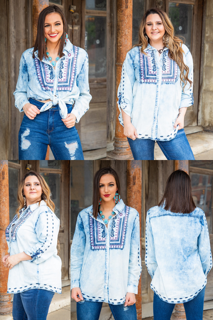 "Blue Jean Baby" Denim Blouse