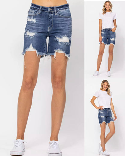 Judy Blue High Waist Destroyed Bermuda Shorts