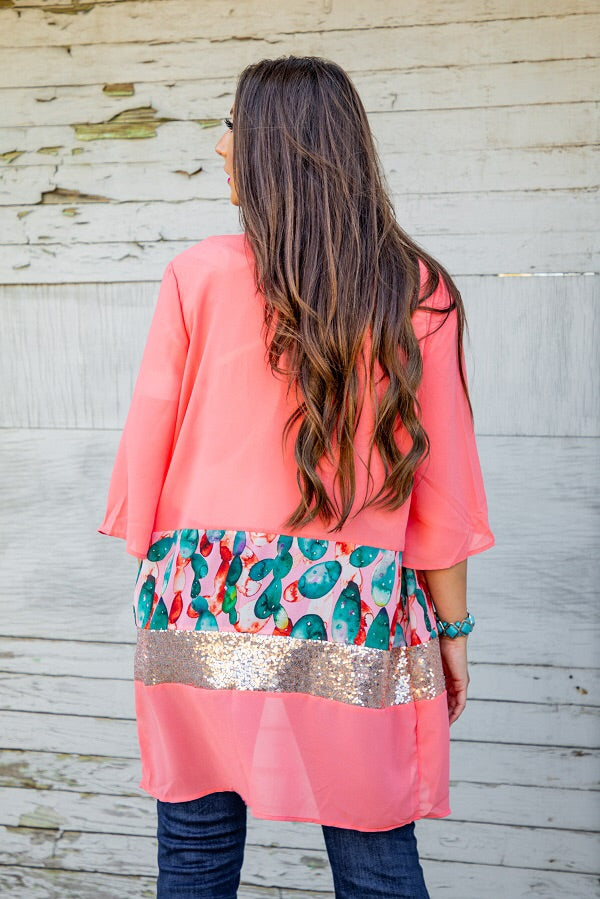 Succulent Peach Kimono