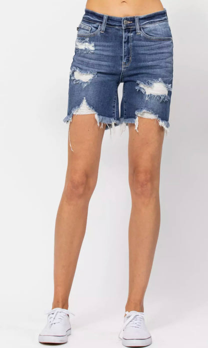 Judy Blue High Waist Destroyed Bermuda Shorts