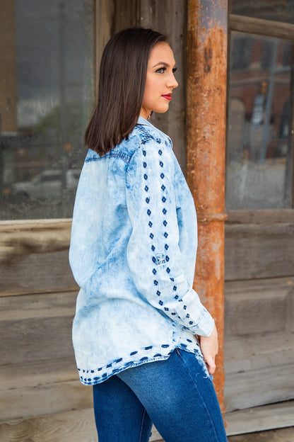 "Blue Jean Baby" Denim Blouse