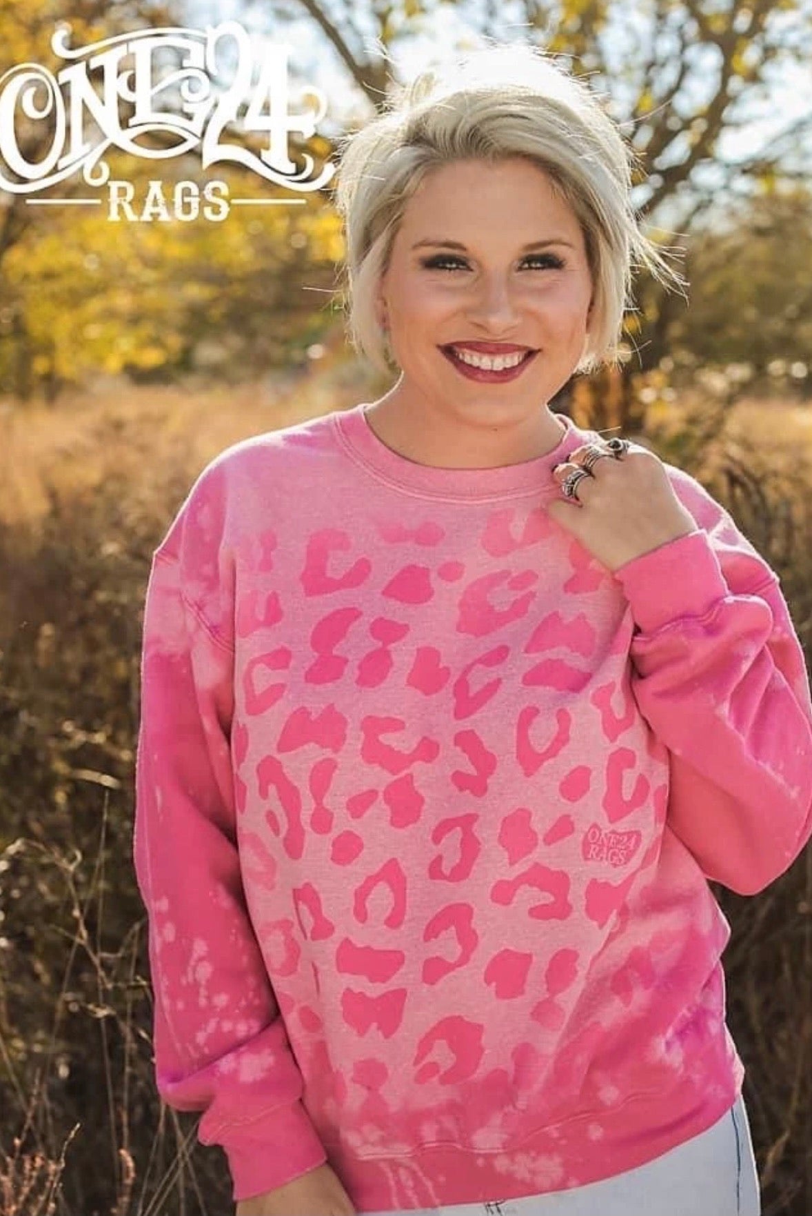 Pink Bleached Leopard Print Sweatshirt