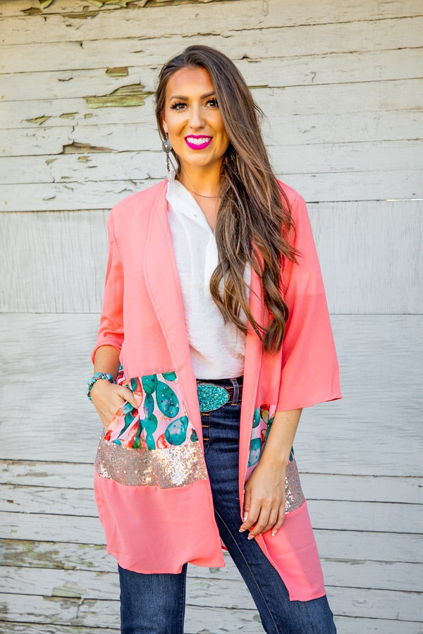 Succulent Peach Kimono