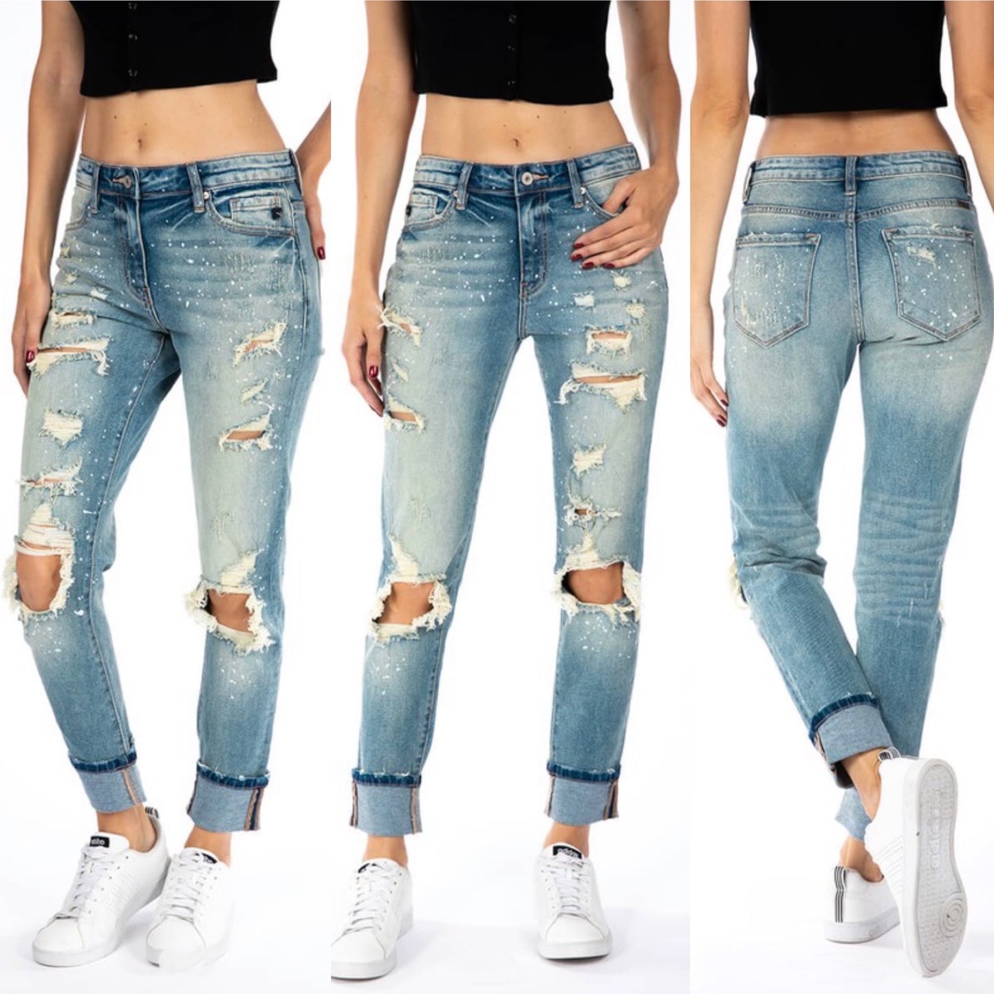 KanCan Paint Splatter Boyfriend Jeans