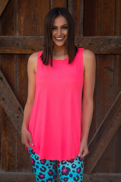 Neon Pink Hi-Low Tank