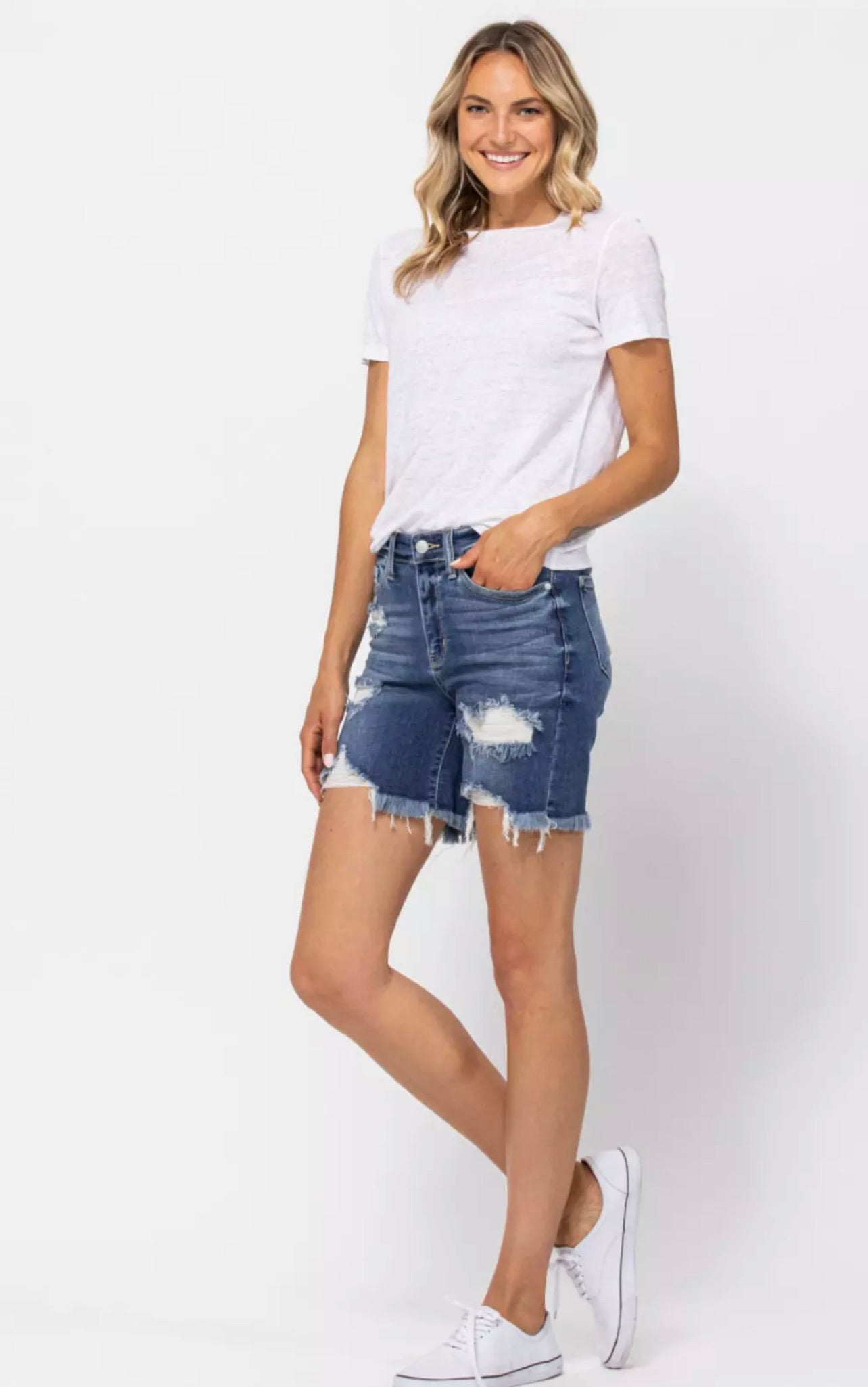 Judy Blue High Waist Destroyed Bermuda Shorts