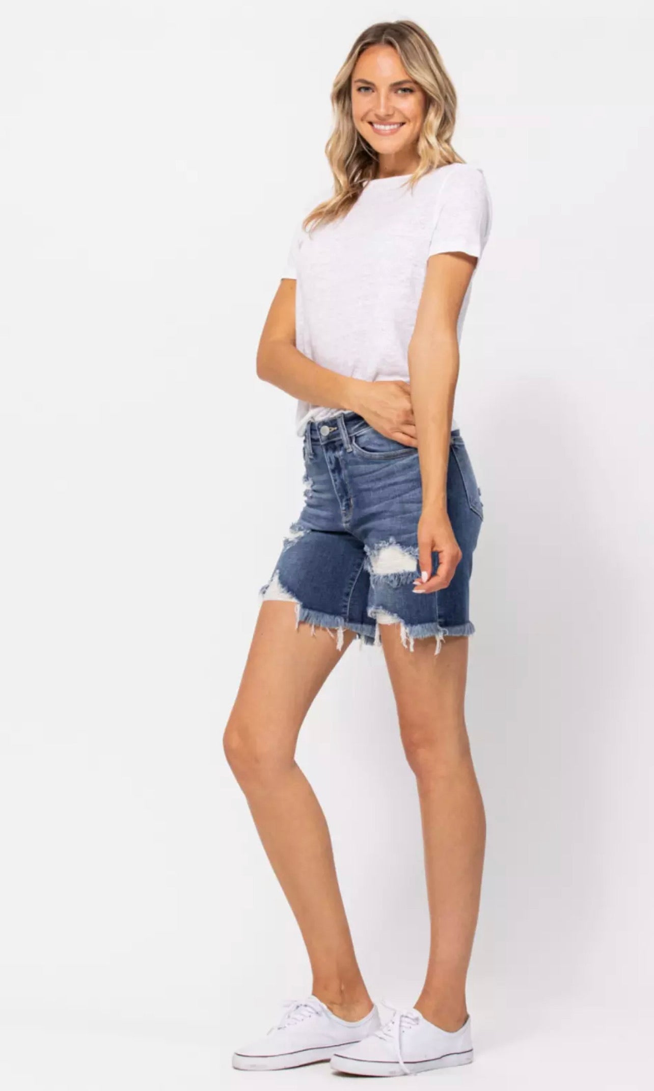 Judy Blue High Waist Destroyed Bermuda Shorts