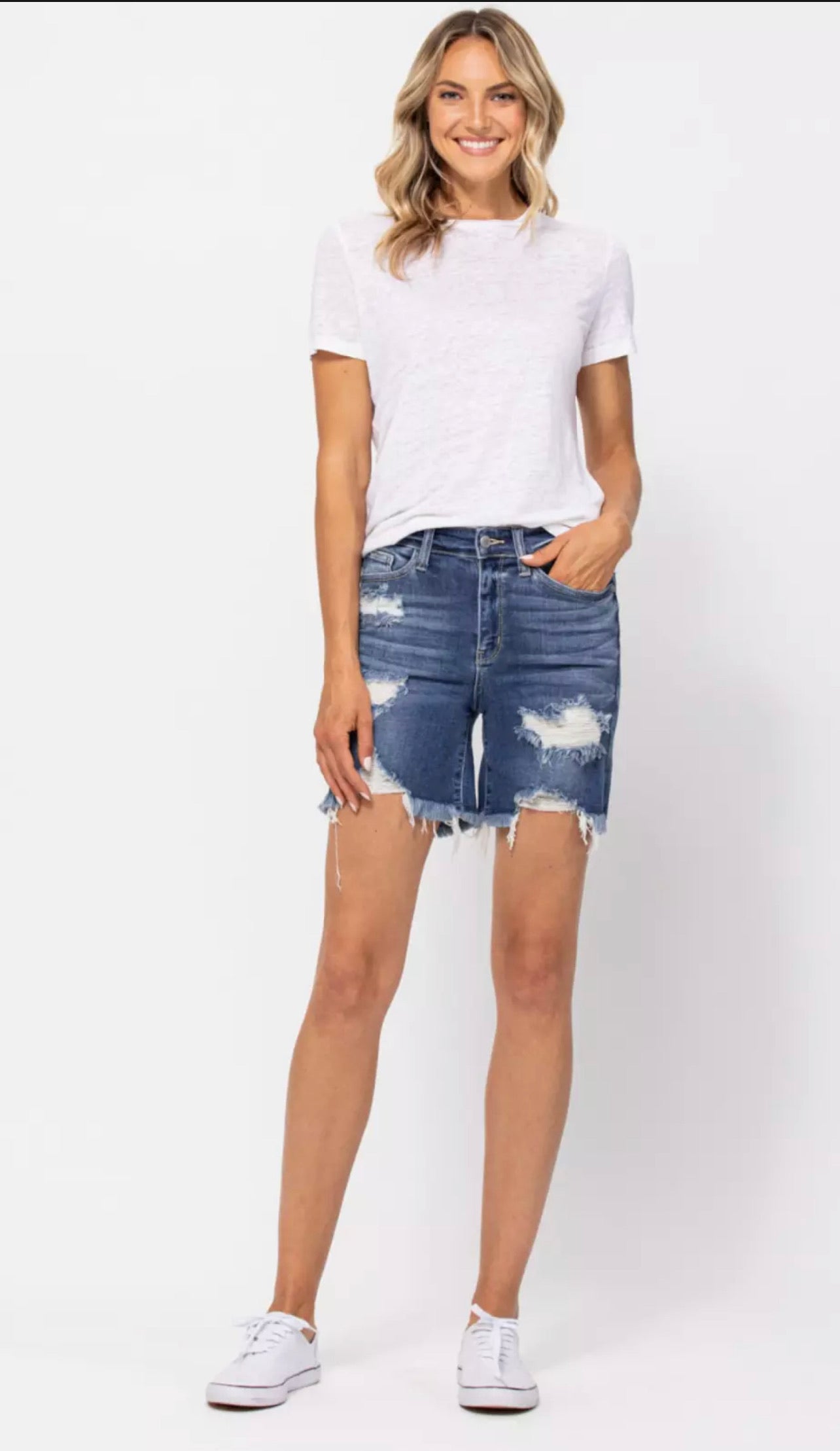 Judy Blue High Waist Destroyed Bermuda Shorts