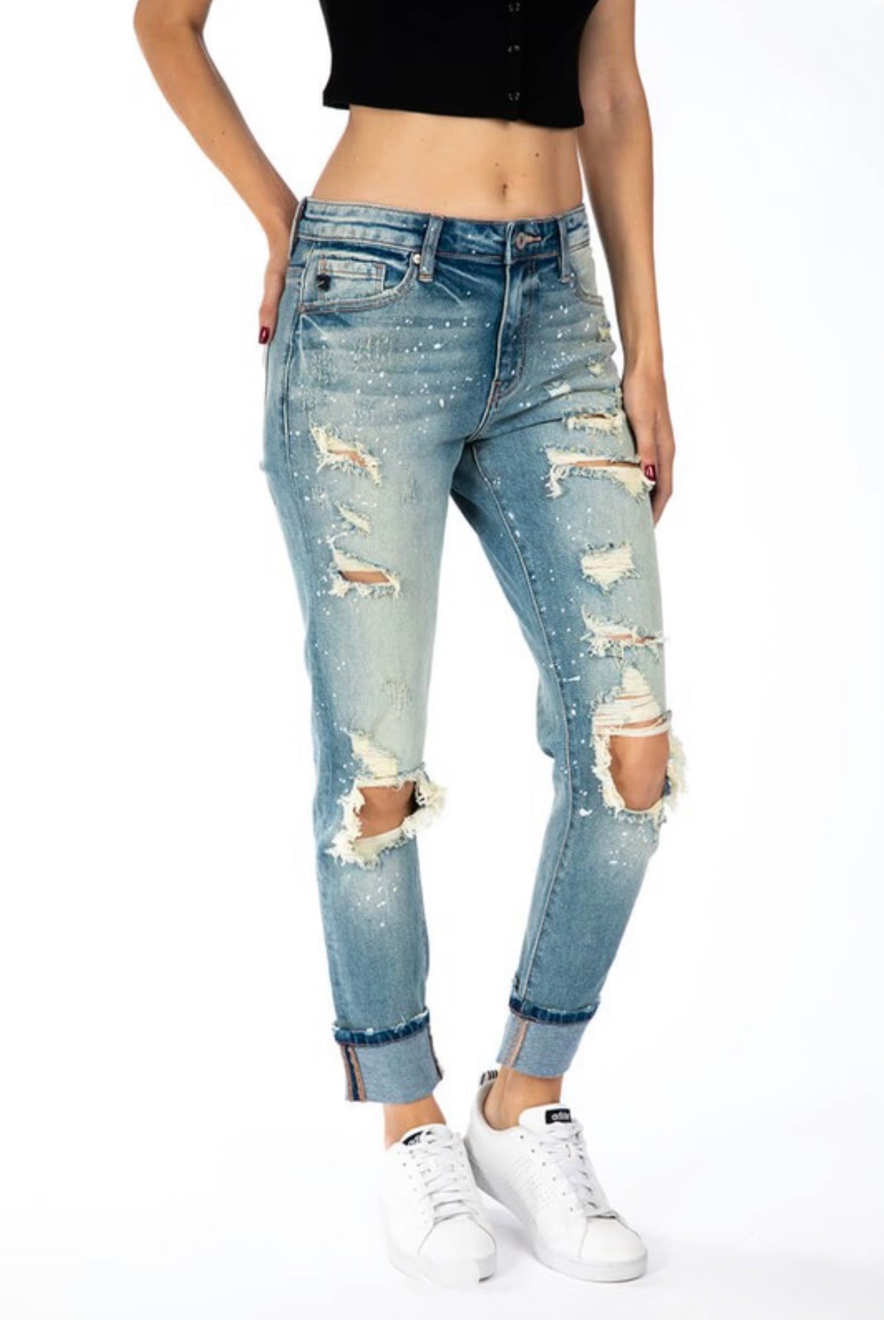 KanCan Paint Splatter Boyfriend Jeans