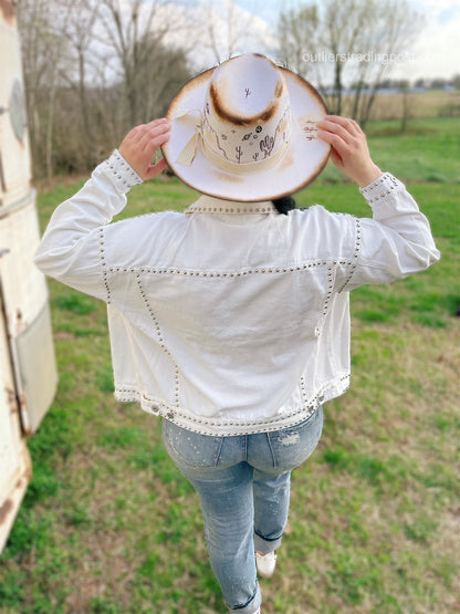 Studded White Denim Jacket